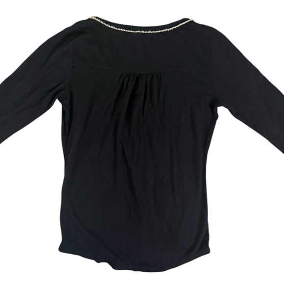 Lucky Brand Embroidered Black & White Long 3/4 Sleeve Top – M - Picture 3 of 3